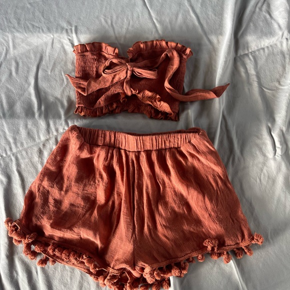 Day Dress rust coloured short 2 piece size small - Picture 2 of 4